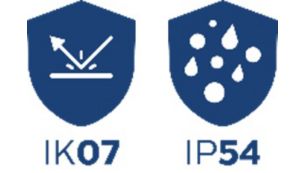 高い耐久性能：IK07／IP54 準拠