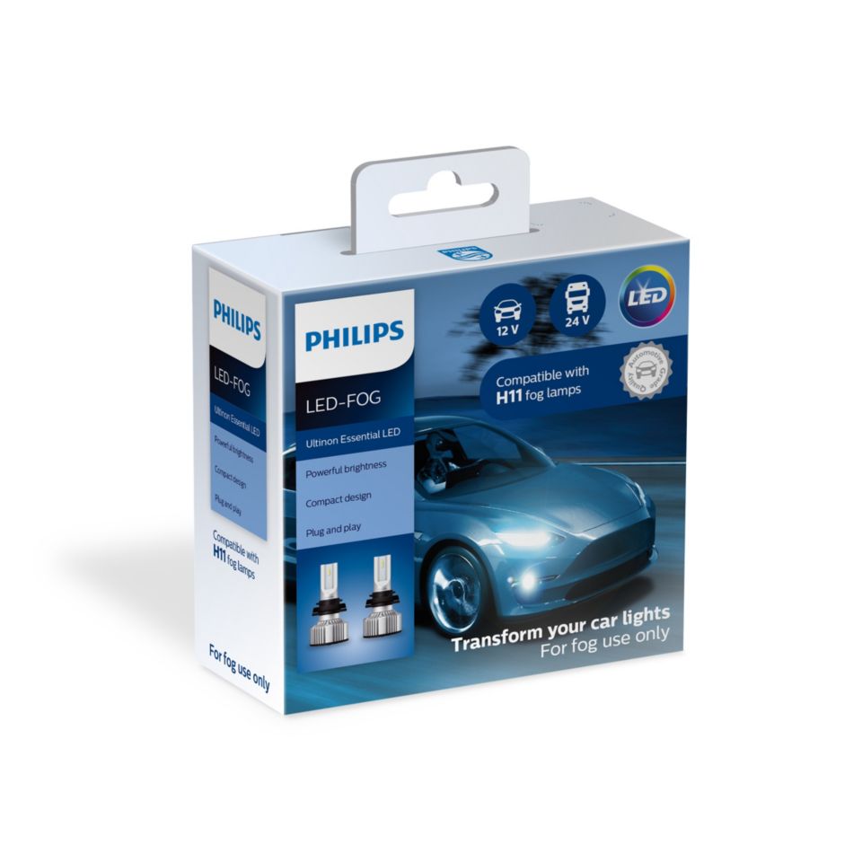 Philips Automotive Lighting H11 Ultinon Essential LED Fog Lights, 2 Pack