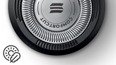 Rounded edges move smoothly over skin for a protective shave
