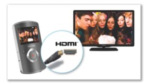 Bezpośrednie połączenie z telewizorem za pośrednictwem złącza HDMI umożliwia oglądanie treści wideo w jakości HD