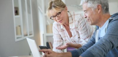 COPD, In Use Photo, Patient Looking at Laptop