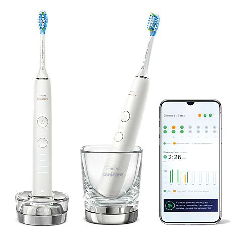 HX9914/55 Philips Sonicare DiamondClean 9000 2-pack sonic electric toothbrush with chargers & app