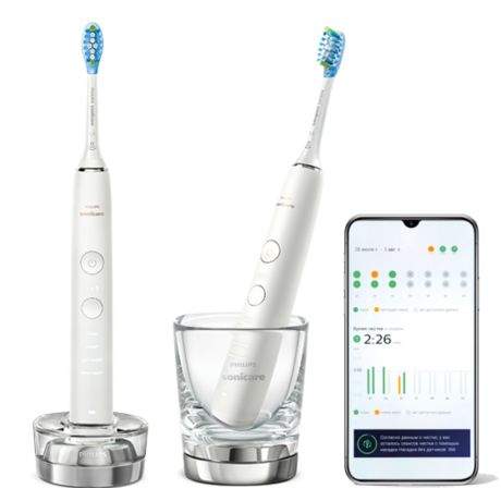 HX9914/55 Philips Sonicare DiamondClean 9000 2-pack sonic electric toothbrush with chargers & app