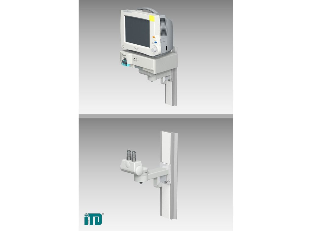 Rigid arm for GCX wall channel, including tilt and swivel Quickmount unit for Philips EGM with Intel