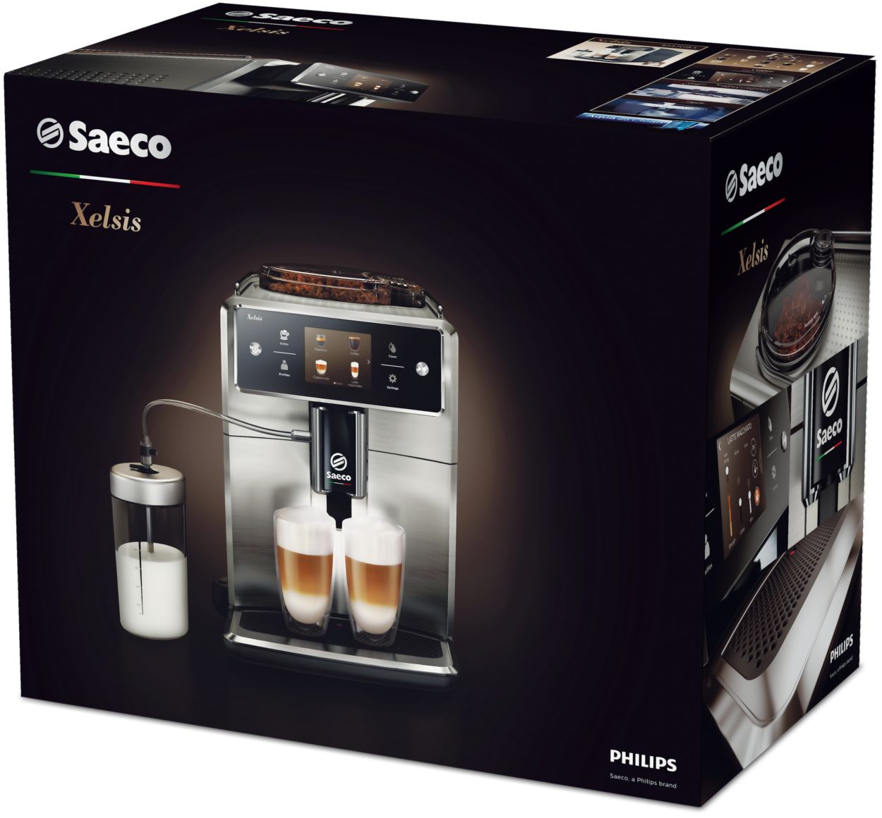 PHILIPS Saeco Xelsis Super Automatic Espresso Machine - LatteDuo Milk  System, 15 Coffee Varieties, 6 User Profiles, Touchscreen, Black &  Titanium