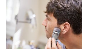 Precision shaver perfects the edges of cheeks, chin and neck