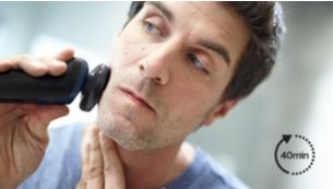 Up to 40 minutes of cordless shaving when fully charged