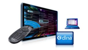 Liaison réseau PC DLNA pour parcourir le contenu du PC et du réseau domestique