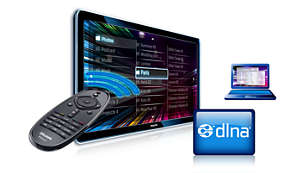 Liaison réseau PC DLNA pour parcourir le contenu du PC et du réseau domestique