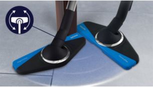 DiamondFlex nozzle rotates 180° to reach around furniture