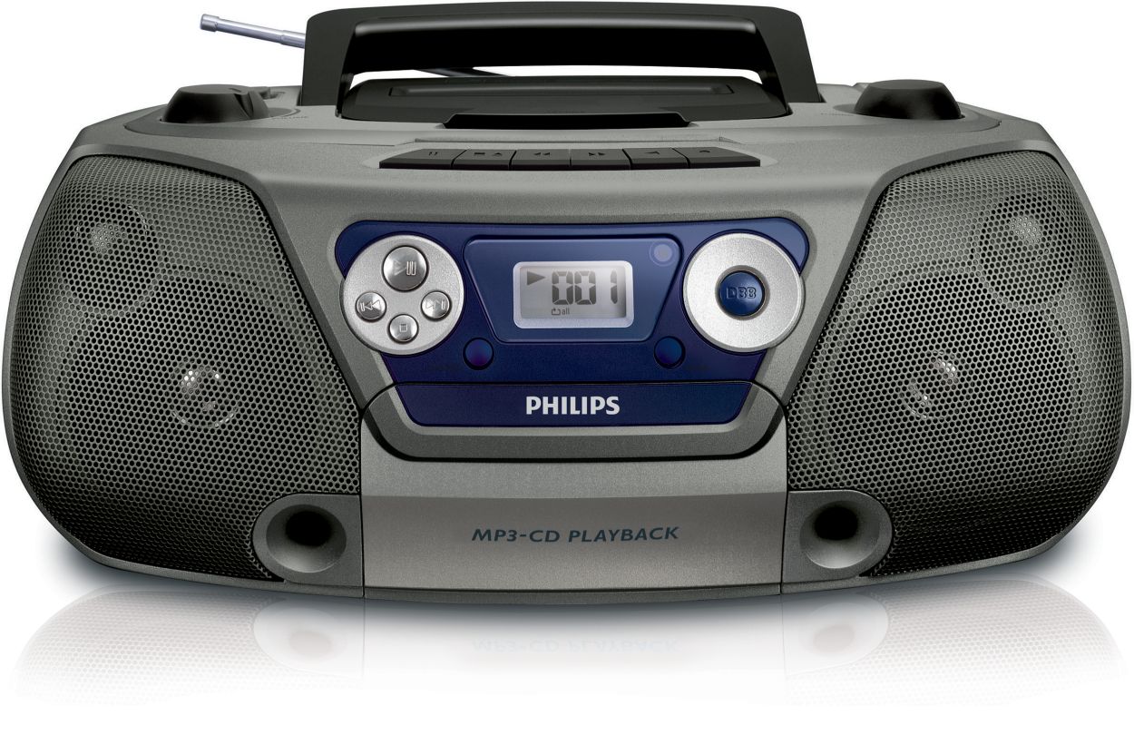 PHILIPS CD Player Cassette Player Stereo Portable Boombox USB FM Radio MP3  Tape