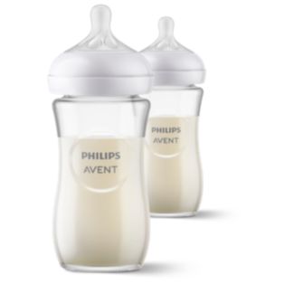 Avent Natural à Réponse Naturelle Biberon verre 240 ml - Pack de 2