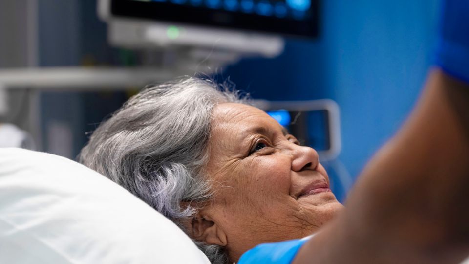 Patient laying in bed