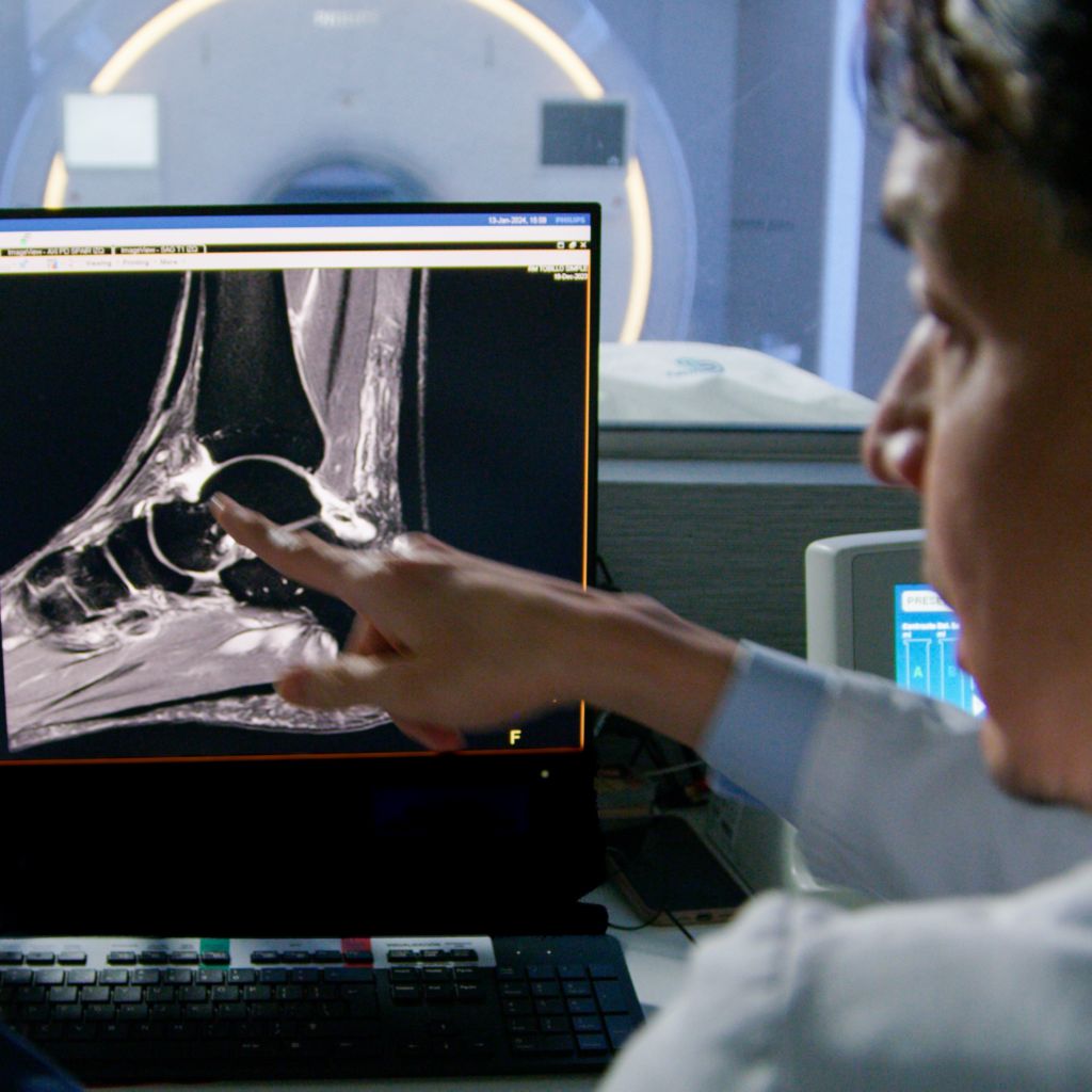 Radiologist looking at clinical image