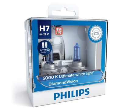 Philips Diamond Vision H7 Upgrade Car Headlight Bulbs 5000K (Twin)
