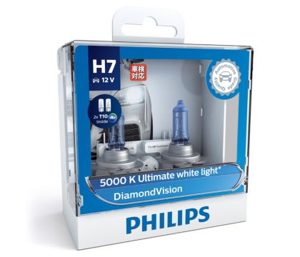 Philips Diamond Vision 5000K Whiter H7 Car Headlight Bulbs (Twin