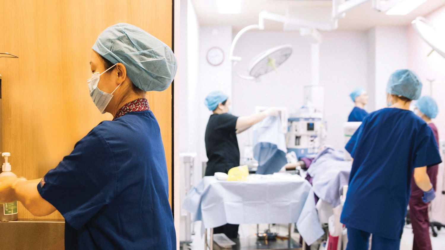 Dr. Felicia Tan prepares for a clinical procedure with ultrasound