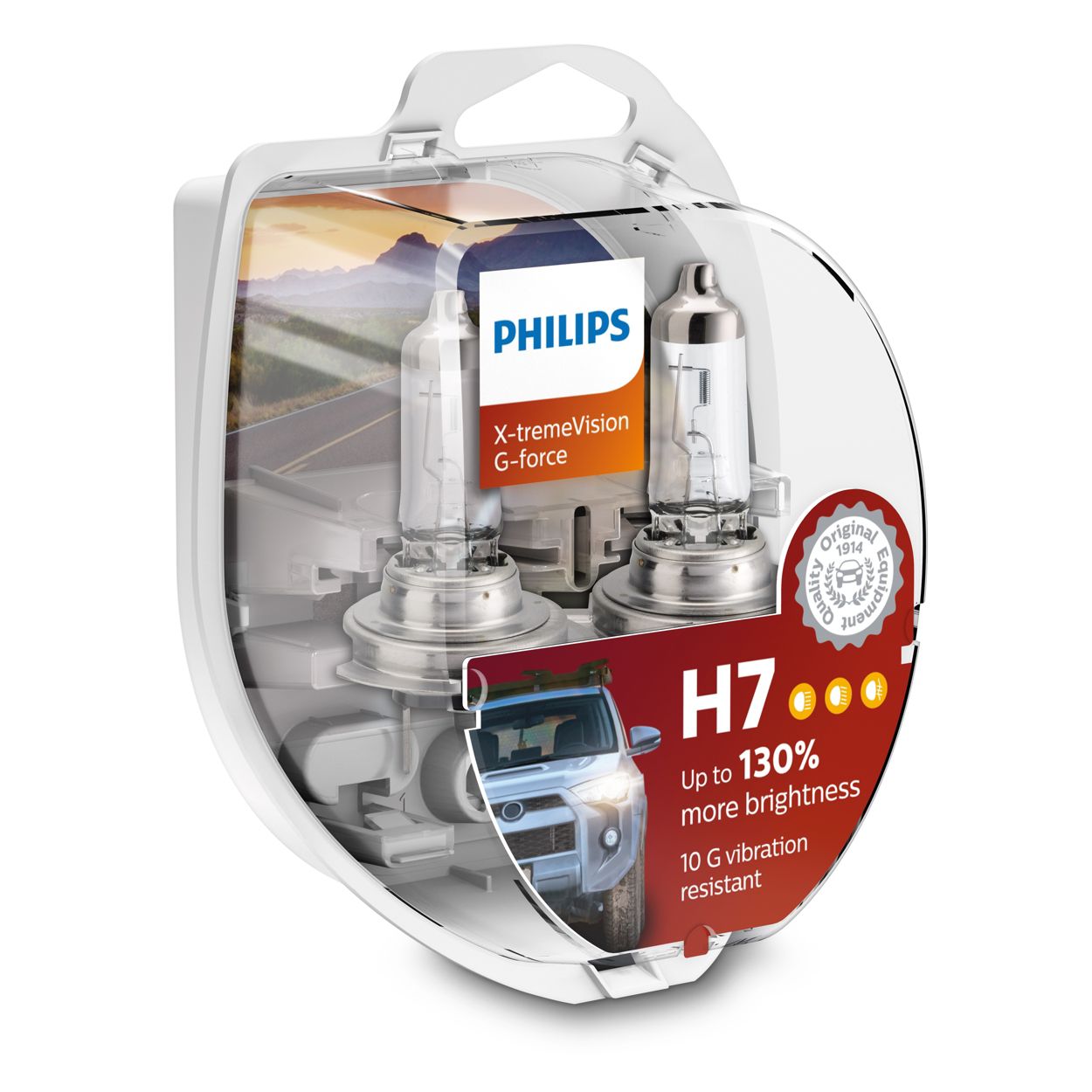 Philips Bombillas halógenas H7 X-tremeVision G-force 12V 55W para faros  delanteros de coche, paquete doble