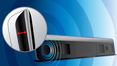 Caixas acústicas com design superfino para um som surround real