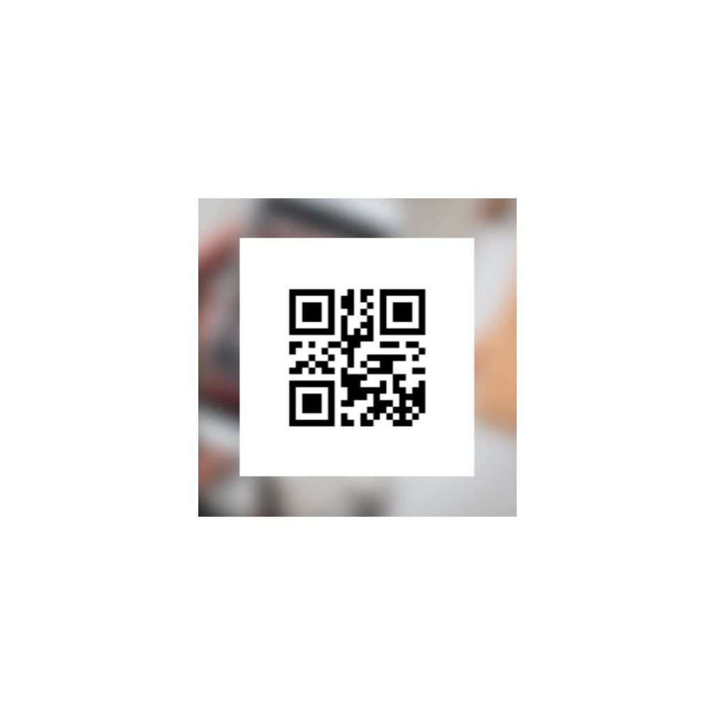 Image of a QR code displayed on a blurred background