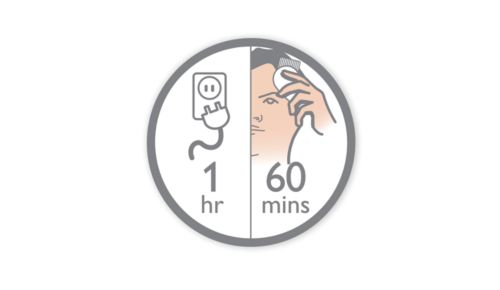 Op til 60 minutters ledningsfri strøm efter 1 times opladning.