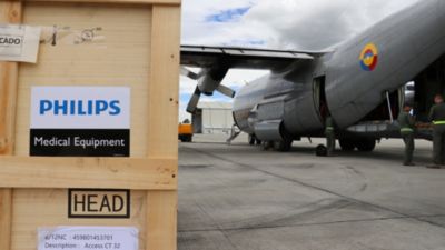 Philips Access CT equipment prepared for air transport to remote healthcare facility