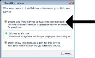 Locate and install driver software