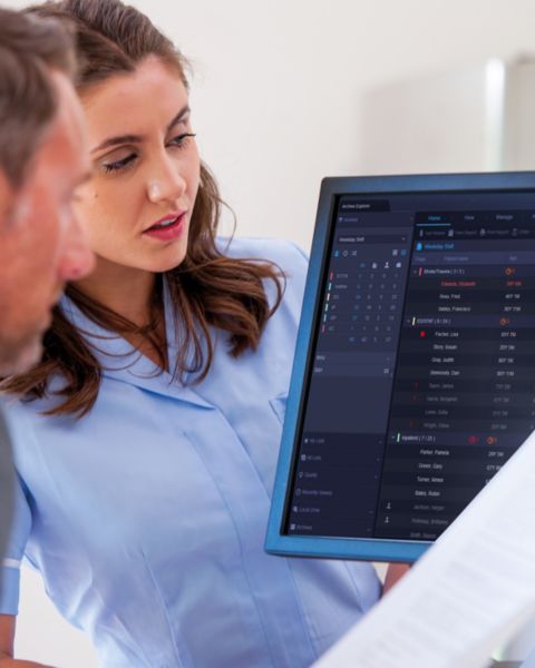 Person looking at a computer screen