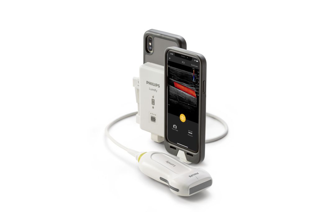Lumify transducer and accessories connected to iPhone