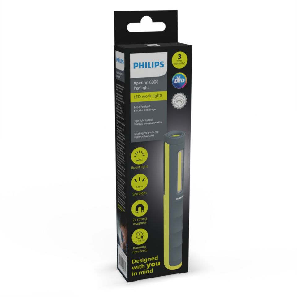 PHILIPS Xperion 6000 Penlight LED X60PEN X1, 200 Lumen Inspektionslicht, 120 Lumen Taschenlampe, kompakt und ergonomisch