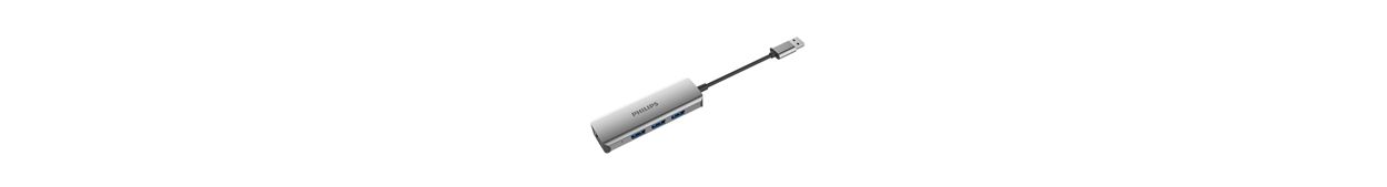 USB-A 插座集线器扩展到 4 端口迷你集线器。