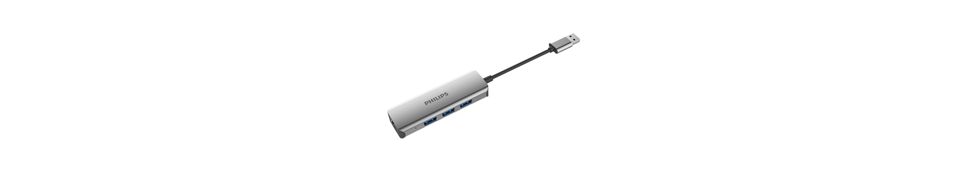 USB-A 插座集线器扩展到 4 端口迷你集线器。