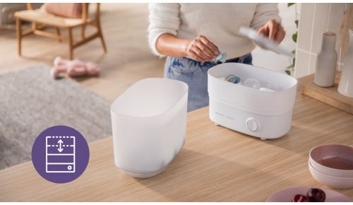 Our steriliser is designed for space-saving flexibility