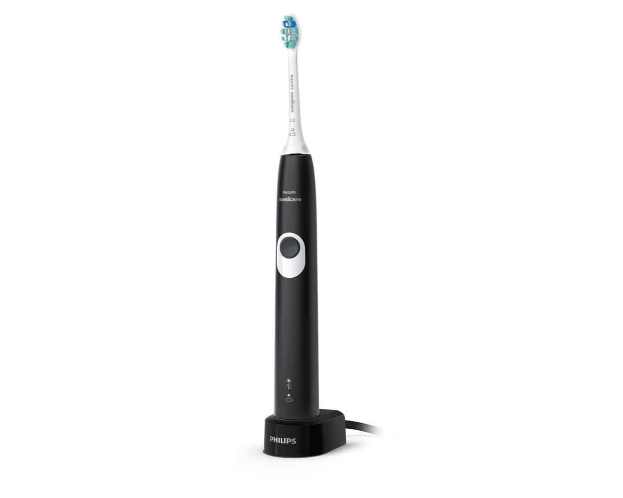 Philips Sonicare ProtectiveClean 4100 Plaque Control, Rechargeable electric  toothbrush with pressure sensor, Black White HX6810/50 for adults,pack of