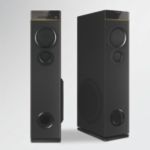 Multimedia tower speakers with wireless microphone