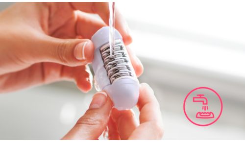 Cabezal depilador lavable para mayor higiene y fácil limpieza