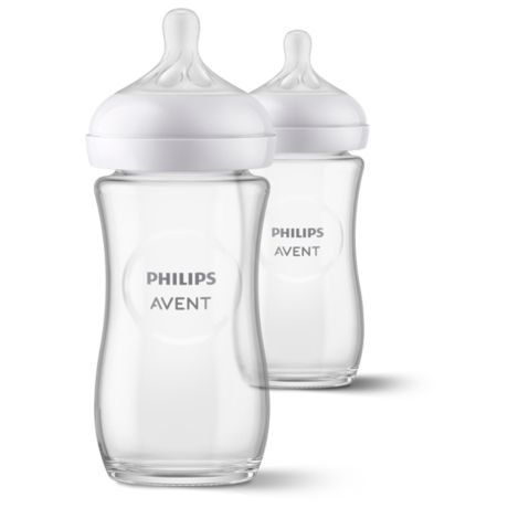 SCY933/02 Philips Avent Natural Response בקבוק זכוכית 240 מ"ל, פטמה  1+ חודשים, 2 יחידות