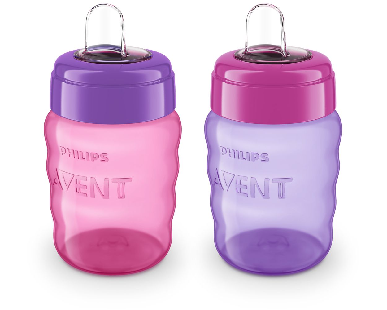 Philips Avent My Easy Sippy Cup with Soft Spout and Spill-Proof Design,  Pink/Purple, 9oz, 2pk, SCF553/23 
