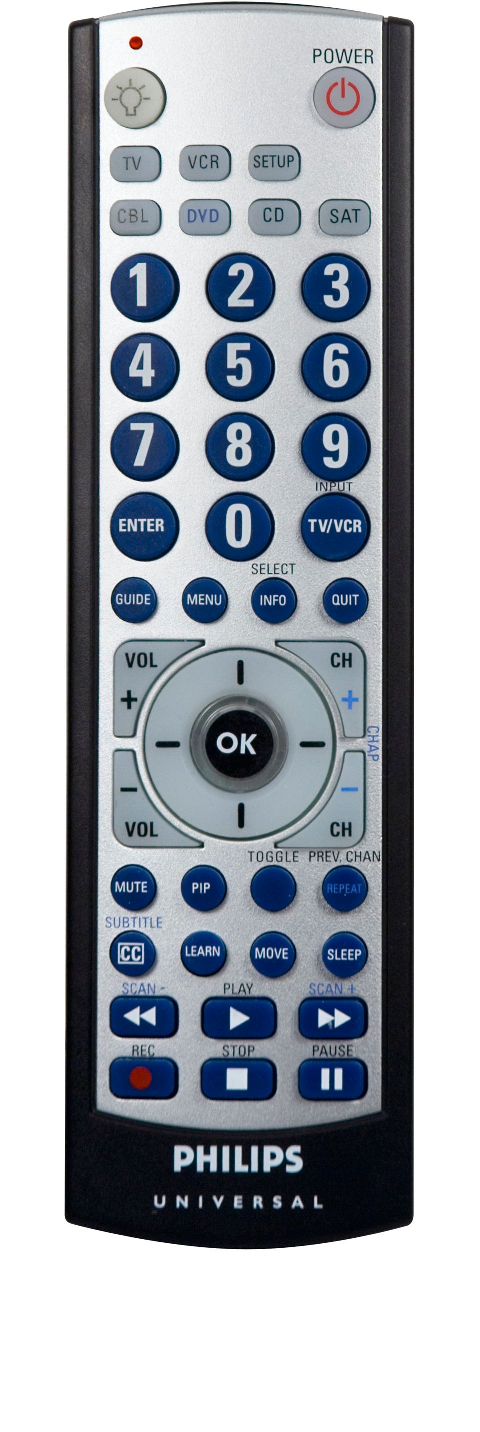 Télécommande programmable pour 6 appareils à grosses touches