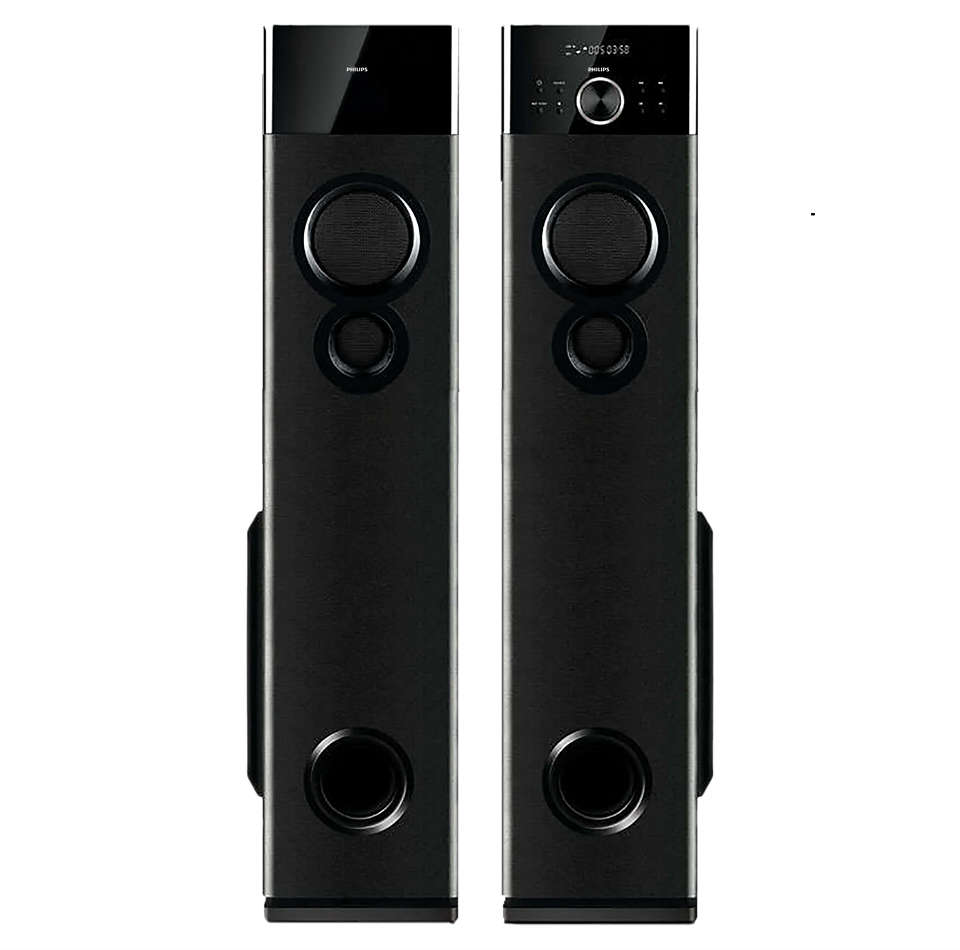 Multimedia tower speakers with wireless microphone