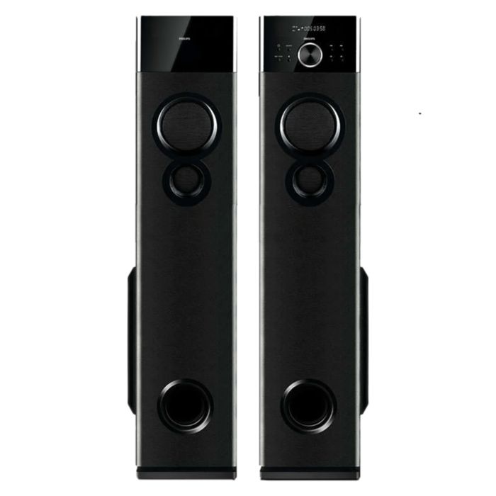Multimedia tower speakers with wireless microphone