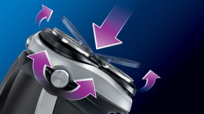 Cabezales rotatorios y flexibles para afeitar cada curva del rostro con comodidad