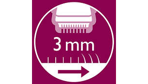 Đi kèm lược dễ lắp ráp để cắt tỉa lông đến độ dài 3 mm.