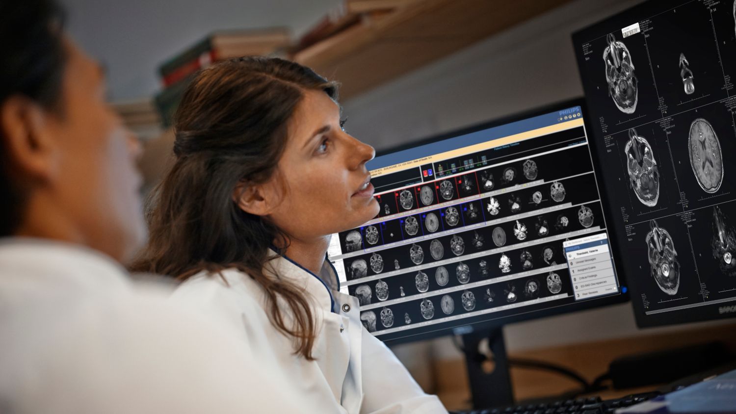 Clinician reading screens