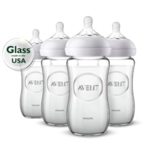 Natural glass baby bottle