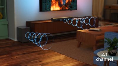 Rich, powerful sound with 2.1 channel and up to 400 W Max