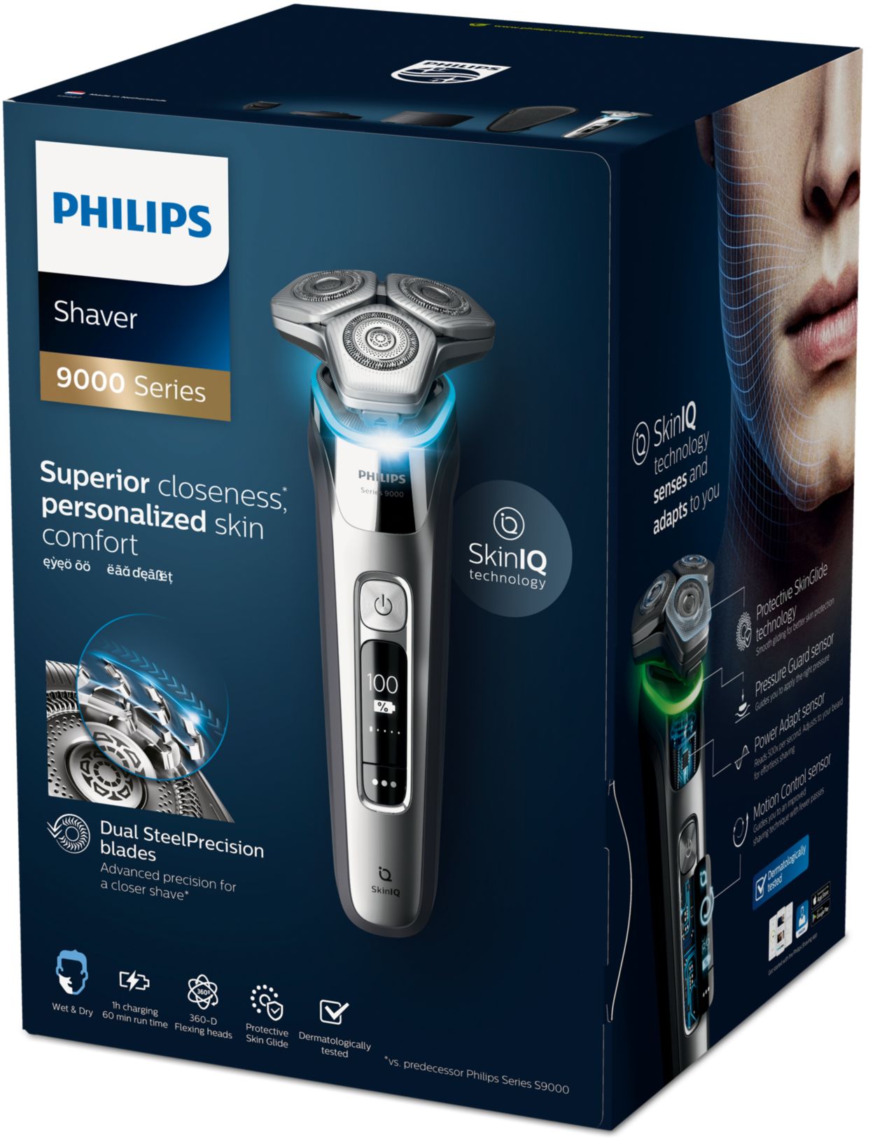 Shaver series 9000 Wet and dry shaver with beard trimmer attachment S9987/59