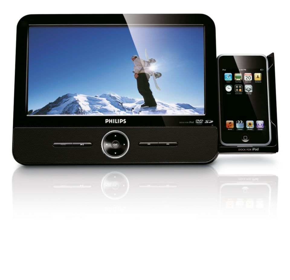 Geniet van uw video's vanaf iPod, DVD en SD-kaart