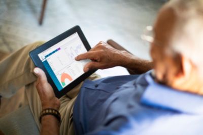 man using monitoring device