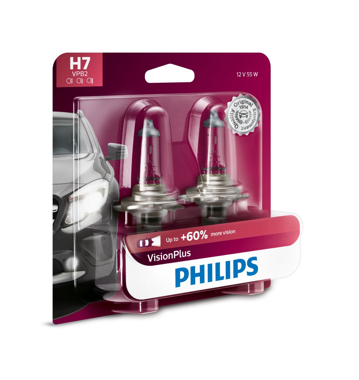 Philips-bombillas halógenas H7 para faros delanteros de coche, luz blanca  4100K, 12V, 55W, 40%